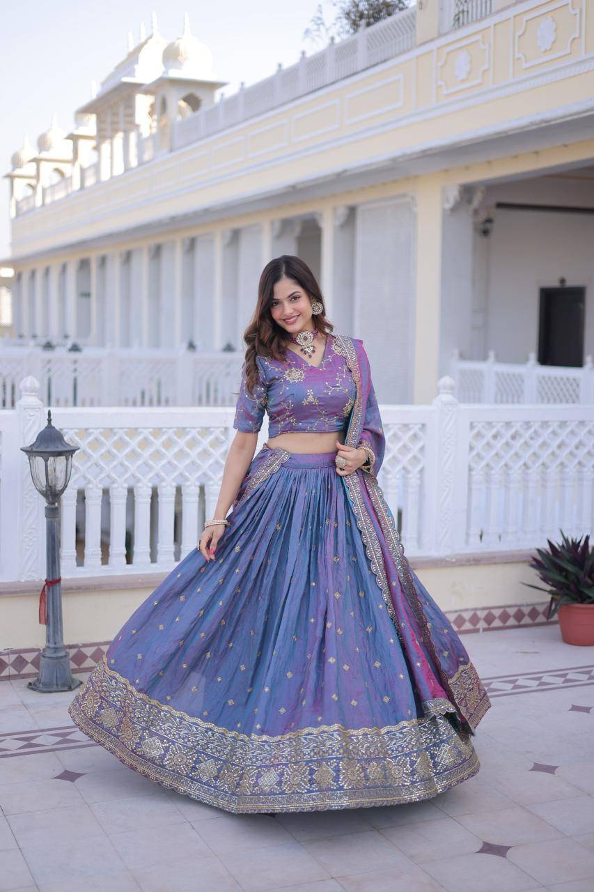 KA 5066 Silk Blue Online lehenga choli supplier in Surat